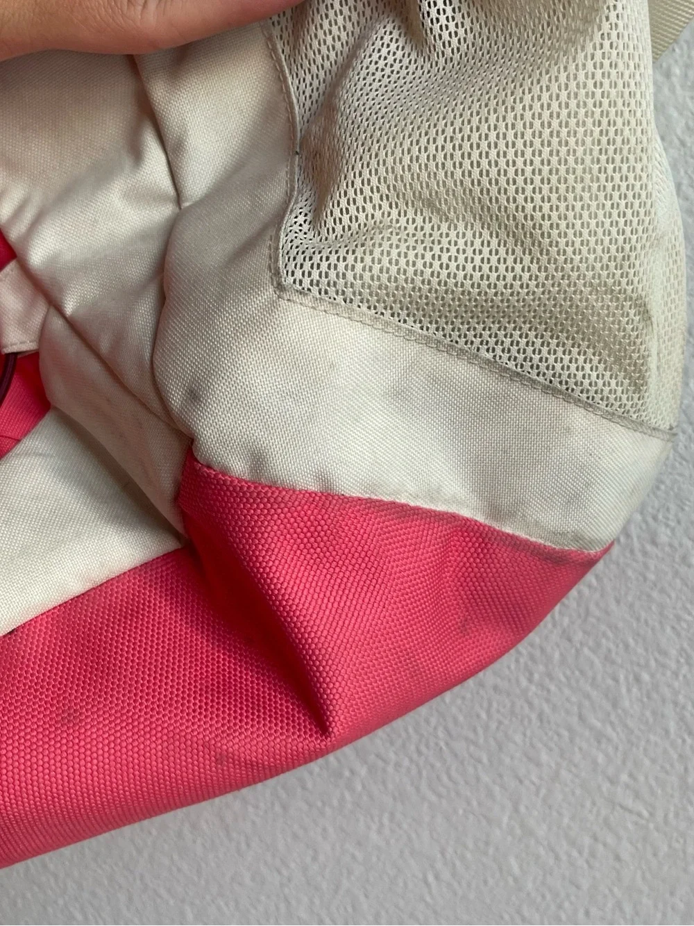 The North Face Cream and Pink Daypack Backpack